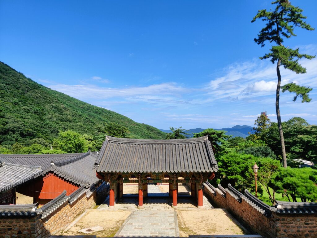 View over temple and trail in Busan