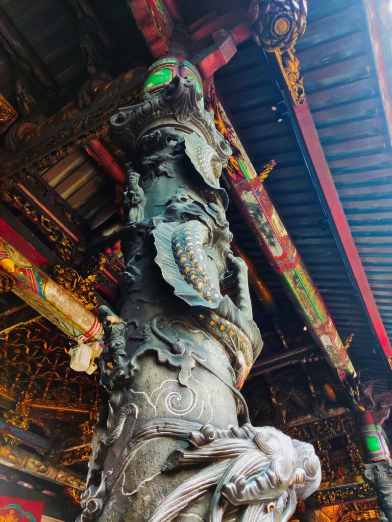 Sculpture in Lungshang Temple in Taipei