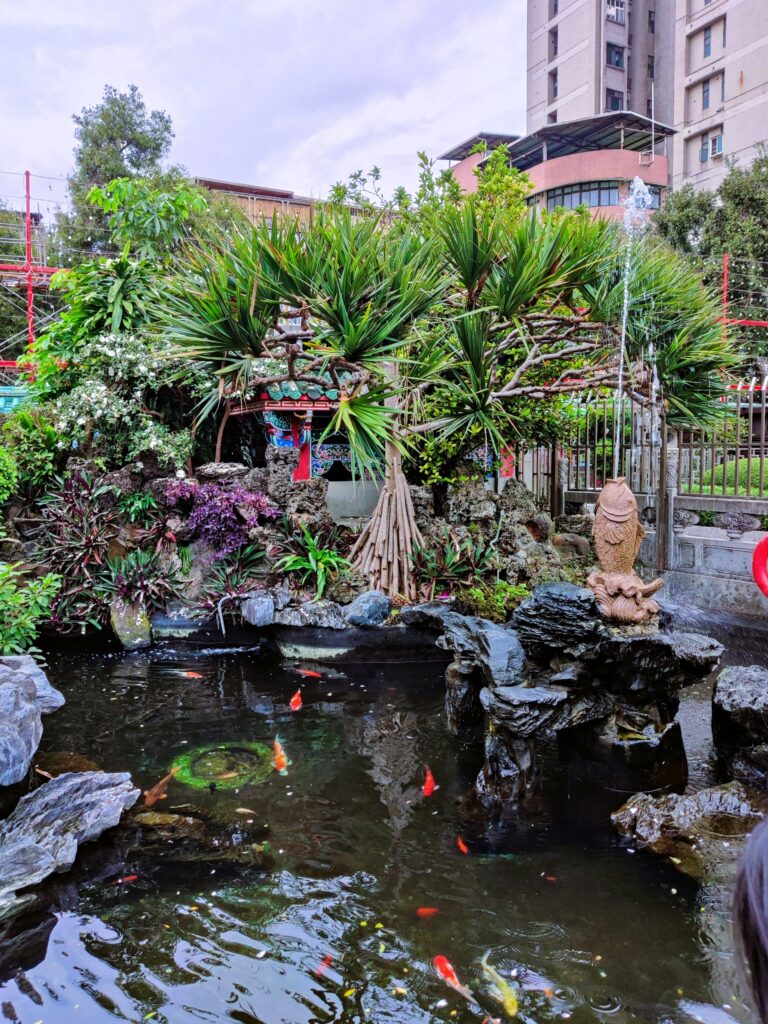 Exterior fountain of Lungshang Temple in Taipei