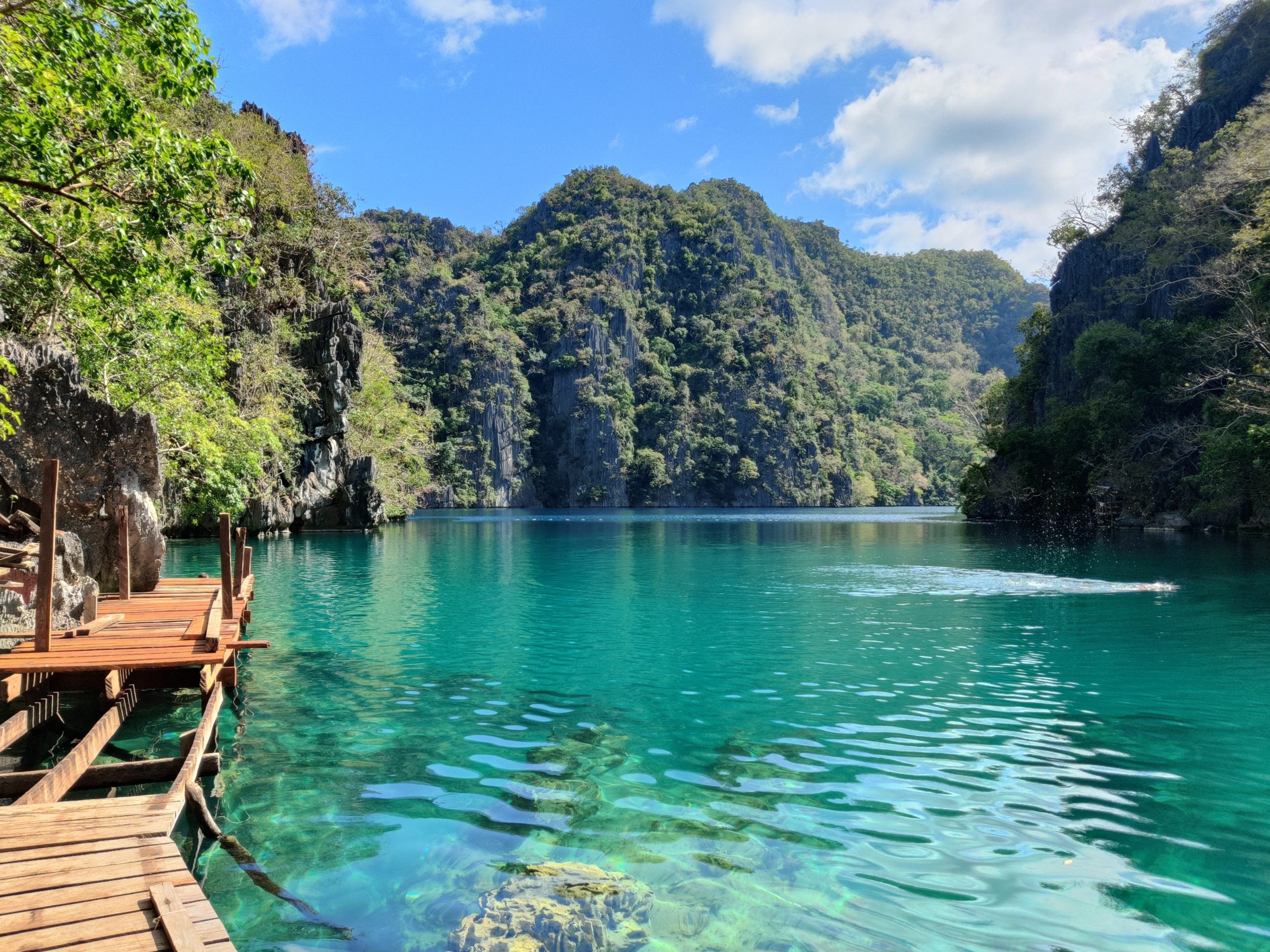 Limestone cliff and lagoon in the Philippines