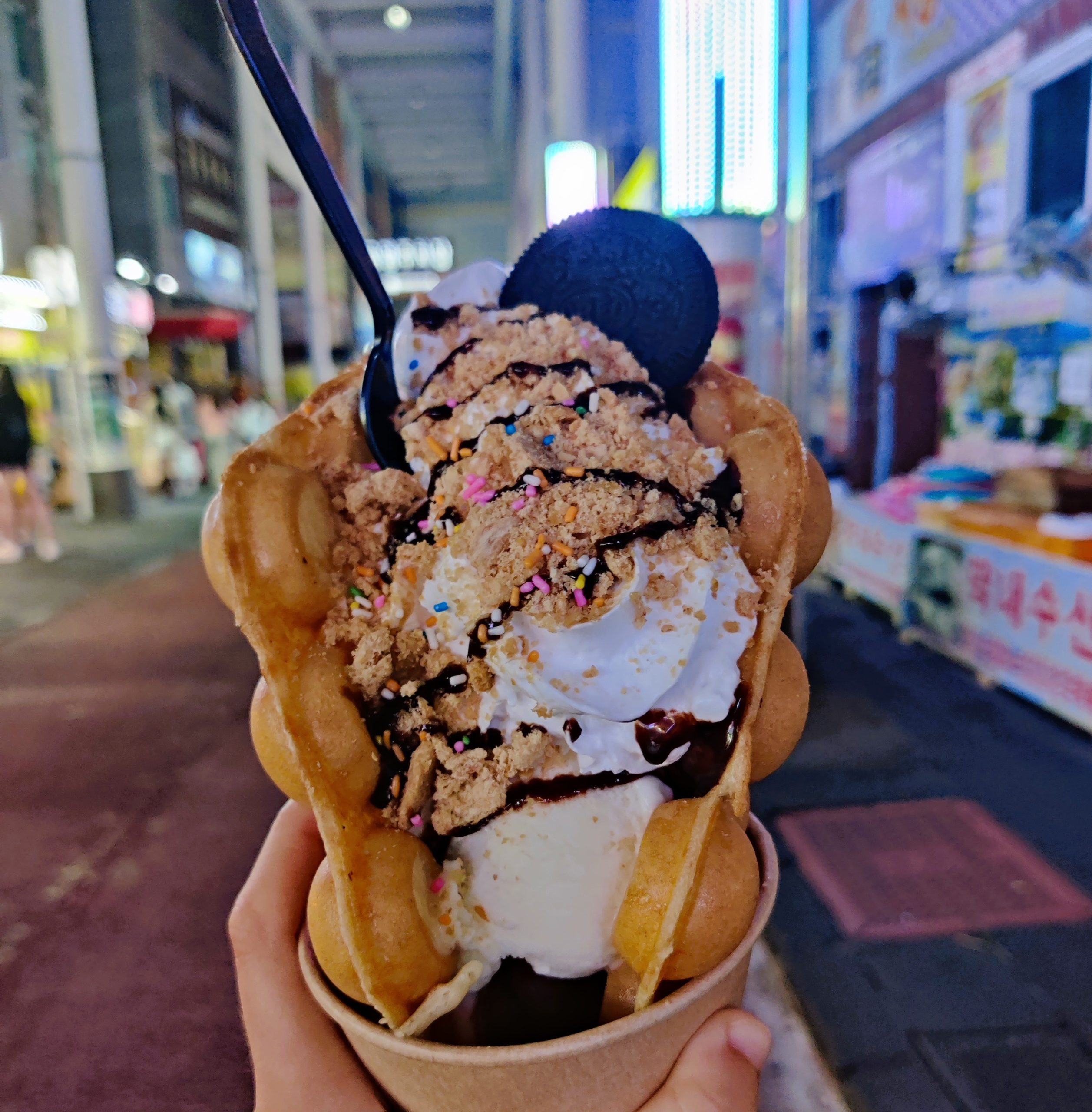 Ice cream waffle in South Korea