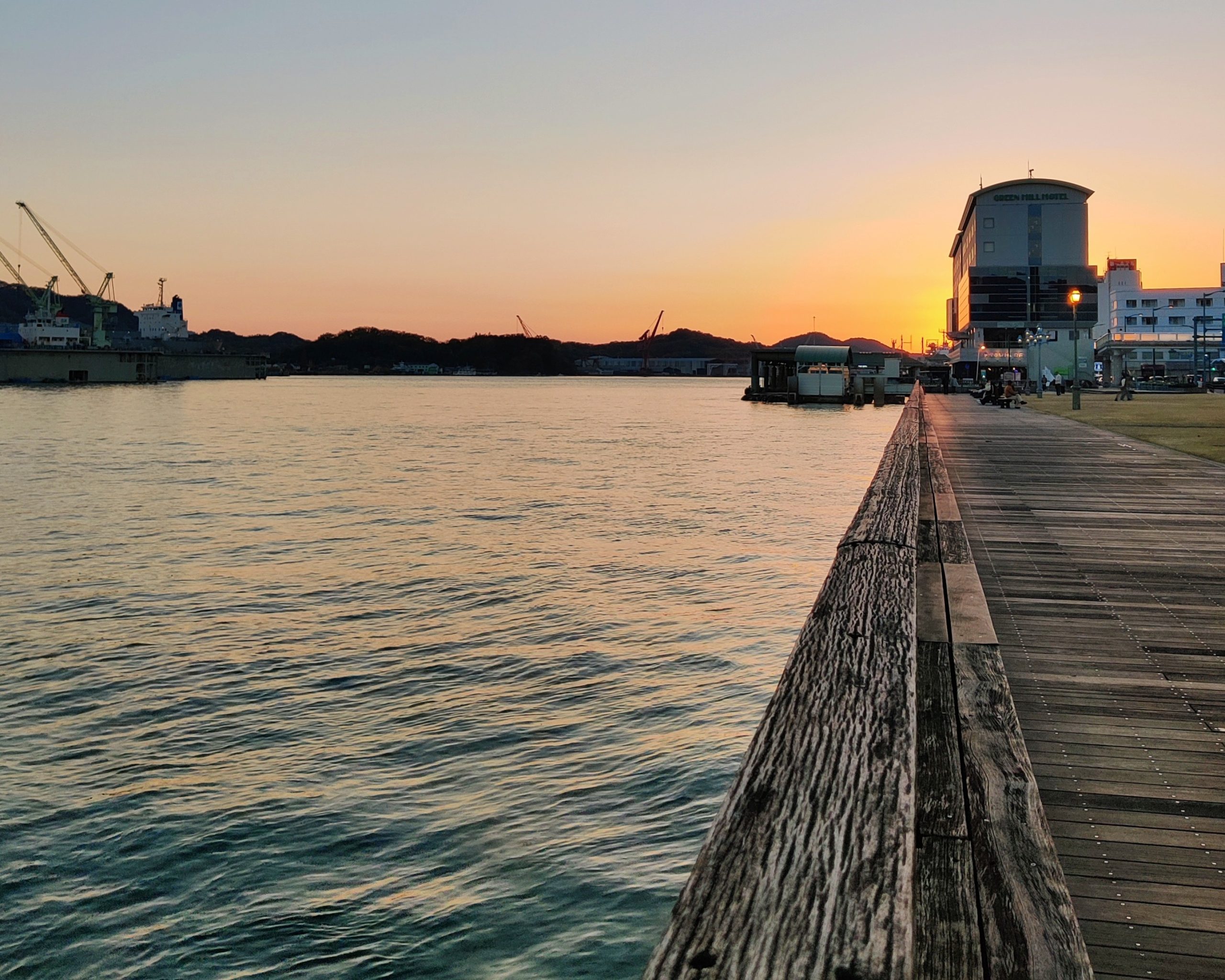 Onomichi boardwalk at sunset