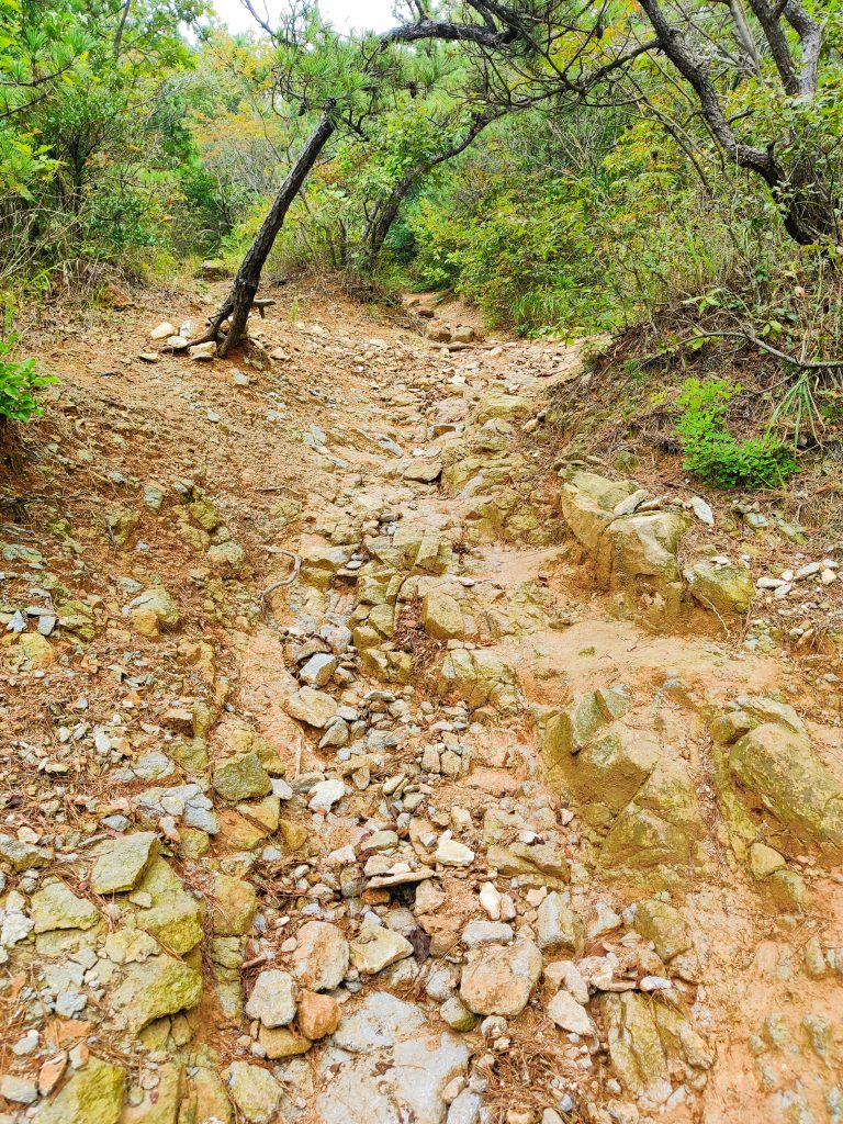 Rocks and steep slope