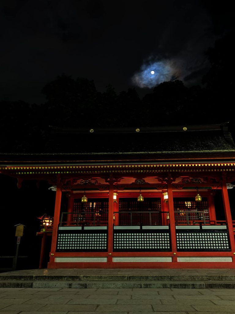 Moon over a shrine in Kyoto
