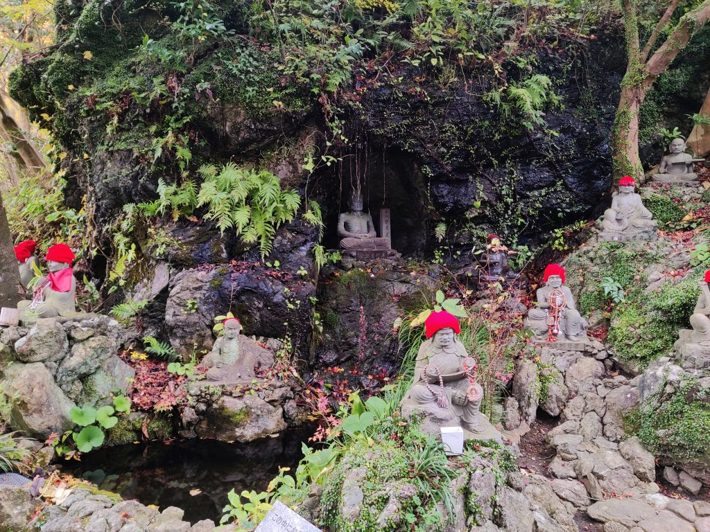 Statues and pond